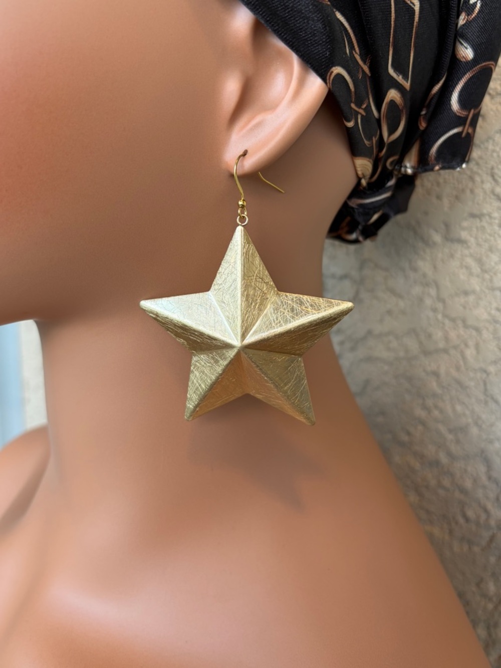 Bold Gold Star Drop Earrings